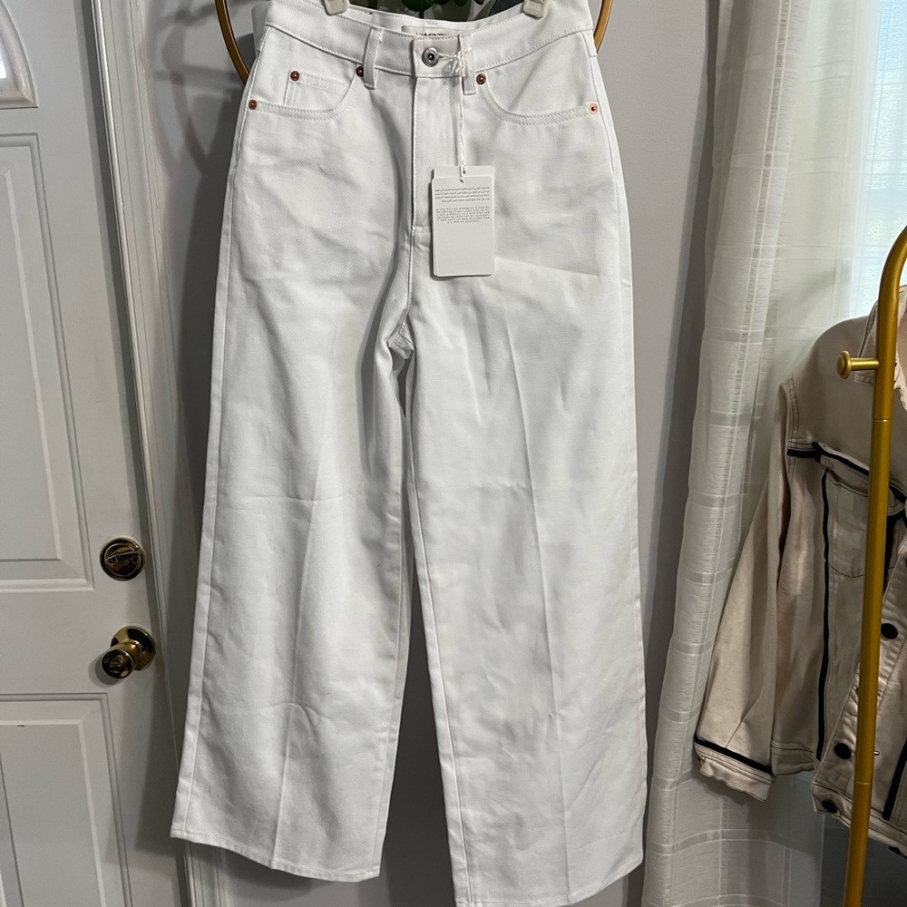 Valentino high waisted cropped wide leg jeans